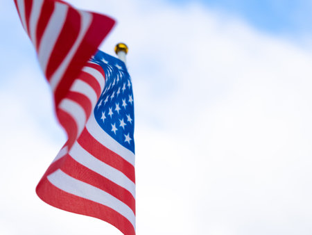 United states of America national flag.red white and blue stripes and stars.4th of July ,veteran's day,memorial day,labour day, president's dayの写真素材
