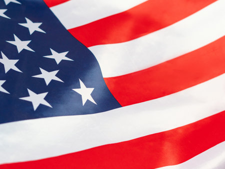 United states of America national flag.red white and blue stripes and stars.4th of July ,veteran's day,memorial day,labour day, president's dayの写真素材