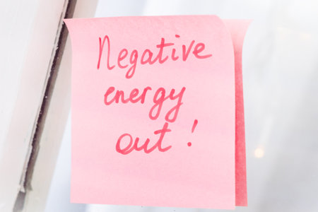 inspirational quotes on pink sticker on the mirror,handwriting text.の写真素材