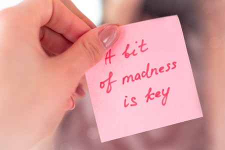 inspirational quotes on pink sticker on the mirror,handwriting text.の写真素材