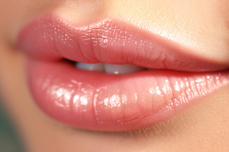 close up of lips with hyaluronic acid .の素材