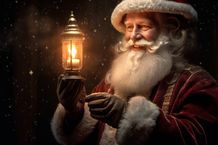 portrait of santa claus with white beard ,having fun and smilingの素材