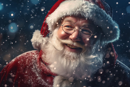 portrait of santa claus with white beard ,having fun and smilingの素材