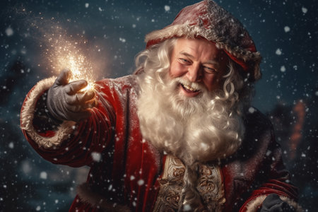 portrait of santa claus with white beard ,having fun and smilingの素材