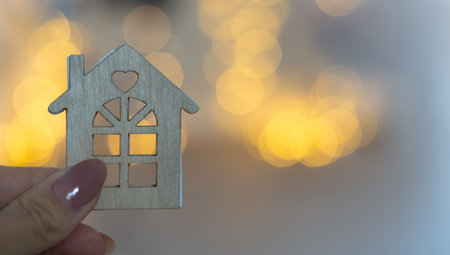 small wooden house ,housing concept,copy space.の写真素材