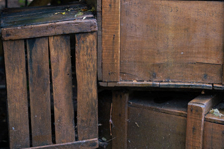 close up of dirty wooden boxes ,background.の写真素材