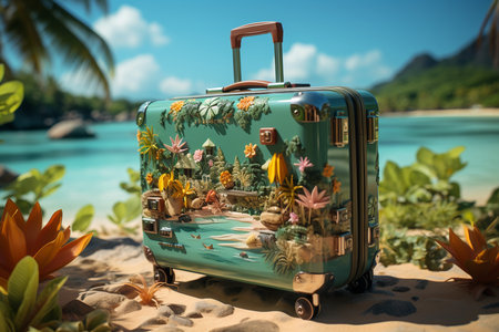 summer memories in suitcase ,travel concept.の素材