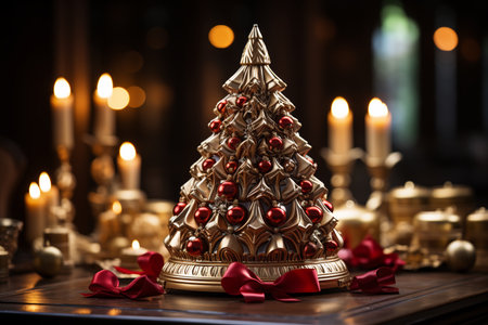decorated christmas tree in cozy home,for greetings cardの素材