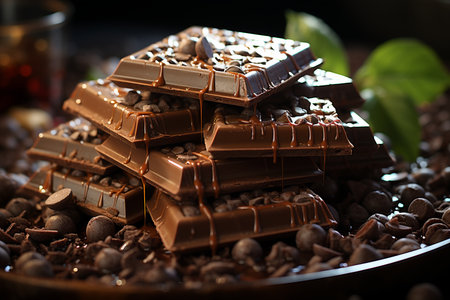 close up of sweet tasty black chocolate.の素材