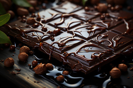 close up of sweet tasty black chocolate.の素材