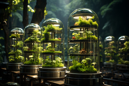 vertical farm with green plants, new technology. High quality photoの素材