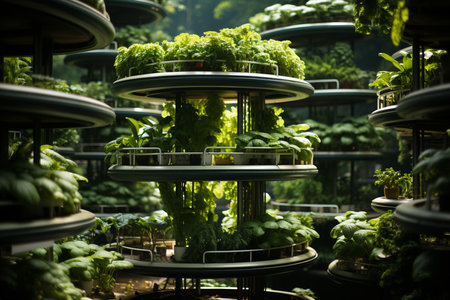 vertical farm with green plants, new technology. High quality photoの素材