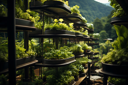 vertical farm with green plants, new technology. High quality photoの素材