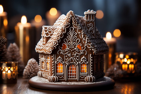 decorating sweet gingerbread cookies on the kitchen ,christmas eve.の素材