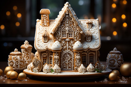 decorating sweet gingerbread cookies on the kitchen ,christmas eve.の素材