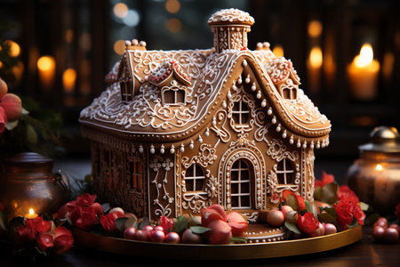 decorating sweet gingerbread cookies on the kitchen ,christmas eve.の素材