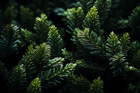 christmas tree branches pattern , postcard image, copy space.の素材