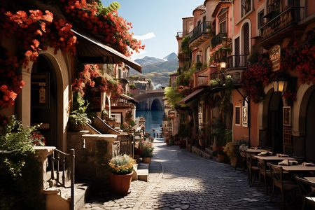 romantic streets of old historic italy ,country of love.の素材