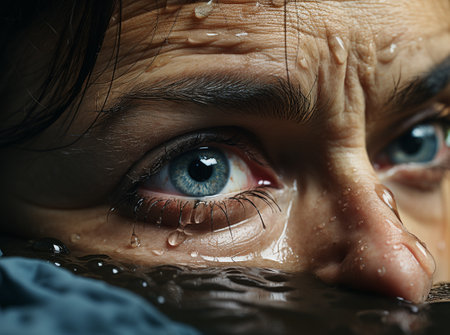 portrait of upset worried woman crying.の素材