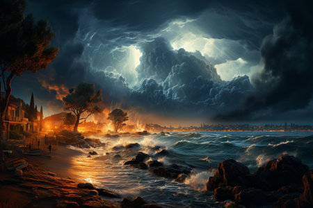destructive storm on mallorca.の素材