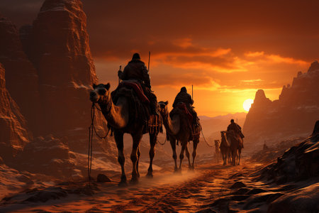 desert landscape on the sunset, copy space.の素材