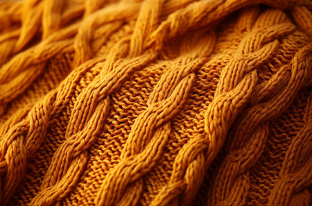 orange autumn cozy knitted sweater.の素材