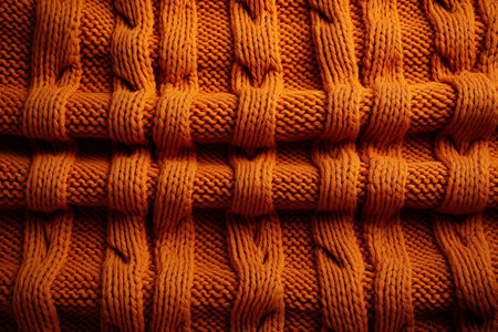 orange autumn cozy knitted sweater.の素材