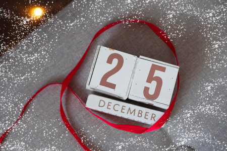 25 December on wooden calendar,Christmas time.