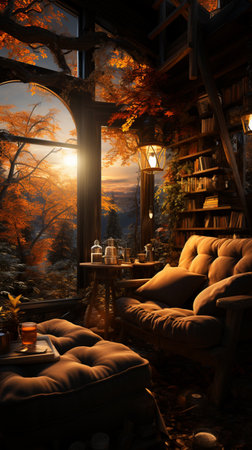 autumn cozy rainy day,atmospheric picture.の素材