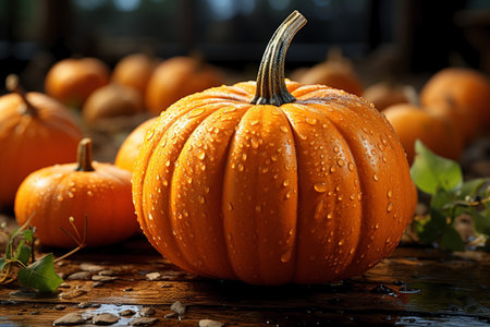 close up of orange pumpkin,autumn pumpkin season concept.の素材