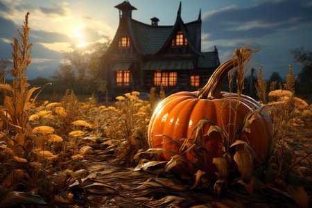 close up of orange pumpkin,autumn pumpkin season concept.の素材