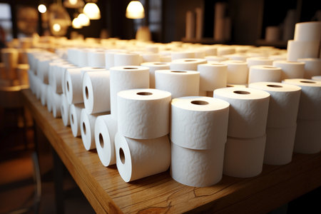 white toilet paper rolls for self care.の素材