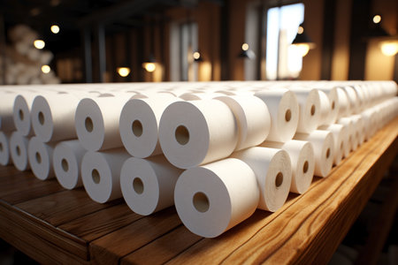 white toilet paper rolls for self care.の素材