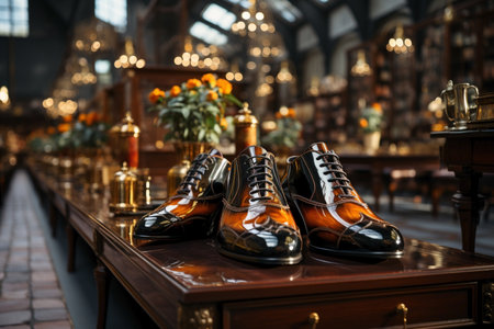 lots of luxury shoes in the shop.の素材