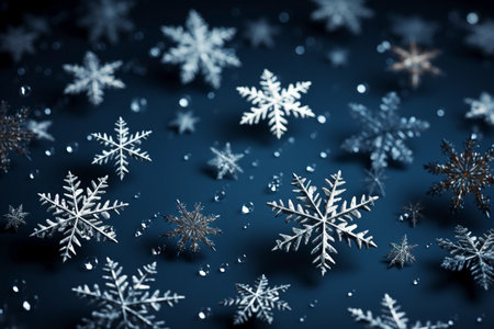 winter background with sparkling snowflakes.の素材