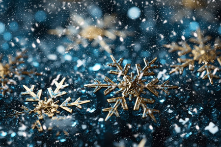 winter background with sparkling snowflakes.の素材