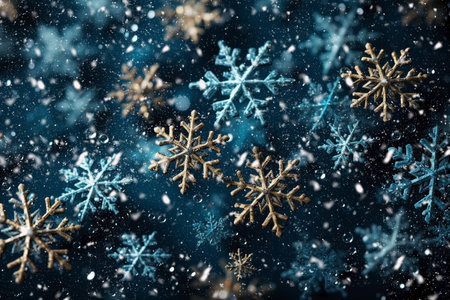 winter background with sparkling snowflakes.の素材