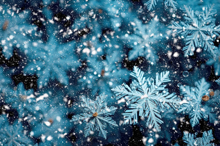 winter background with sparkling snowflakes.の素材