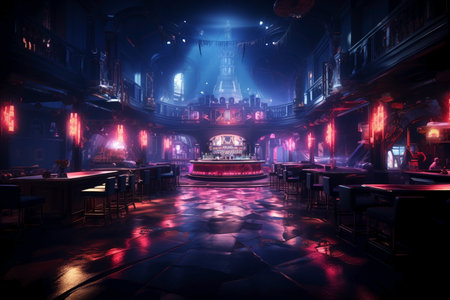 night club interior in neon light.の素材