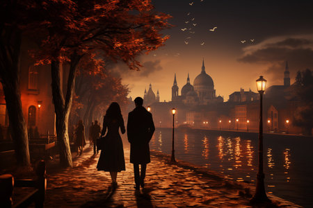 romantic landscape of beautiful Venice at the sunset.の素材