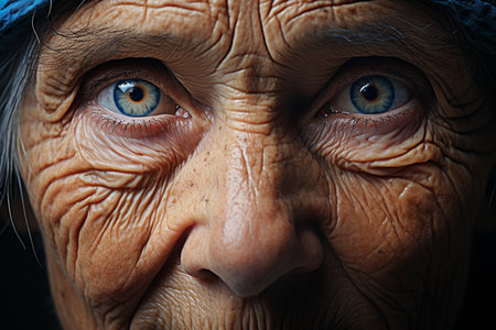 close up of wrinkled face macro view.の素材