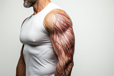 close up of human shoulder,part of body.の素材