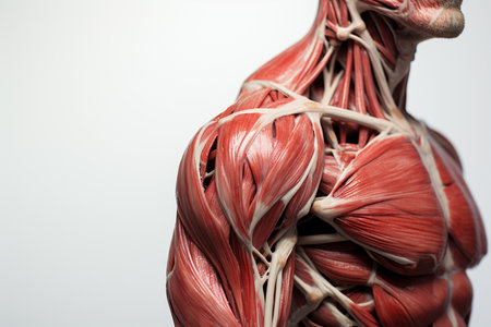 close up of human shoulder,part of body.の素材