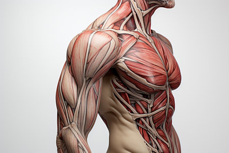 close up of human shoulder,part of body.の素材