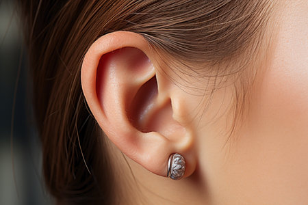 close up of ear macro view.の素材