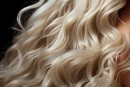 close up of silky luxury curly hair.の素材
