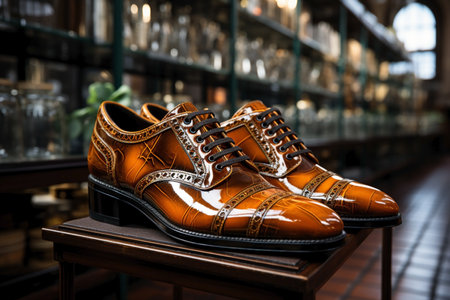 lots of luxury shoes in the shop.の素材