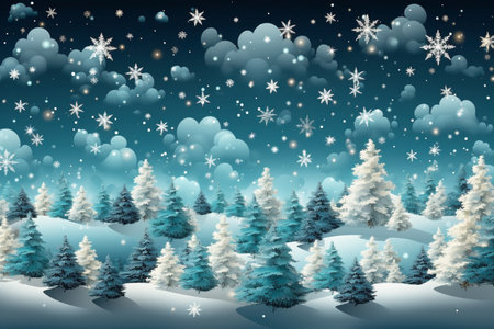 winter background with sparkling snowflakes.の素材