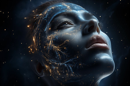 face of artificial intelligence, neural networks conceptの素材