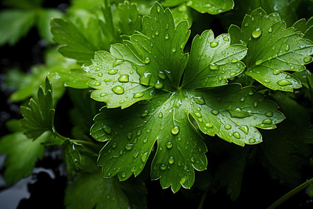 bunch of green fresh parsley close up.の素材